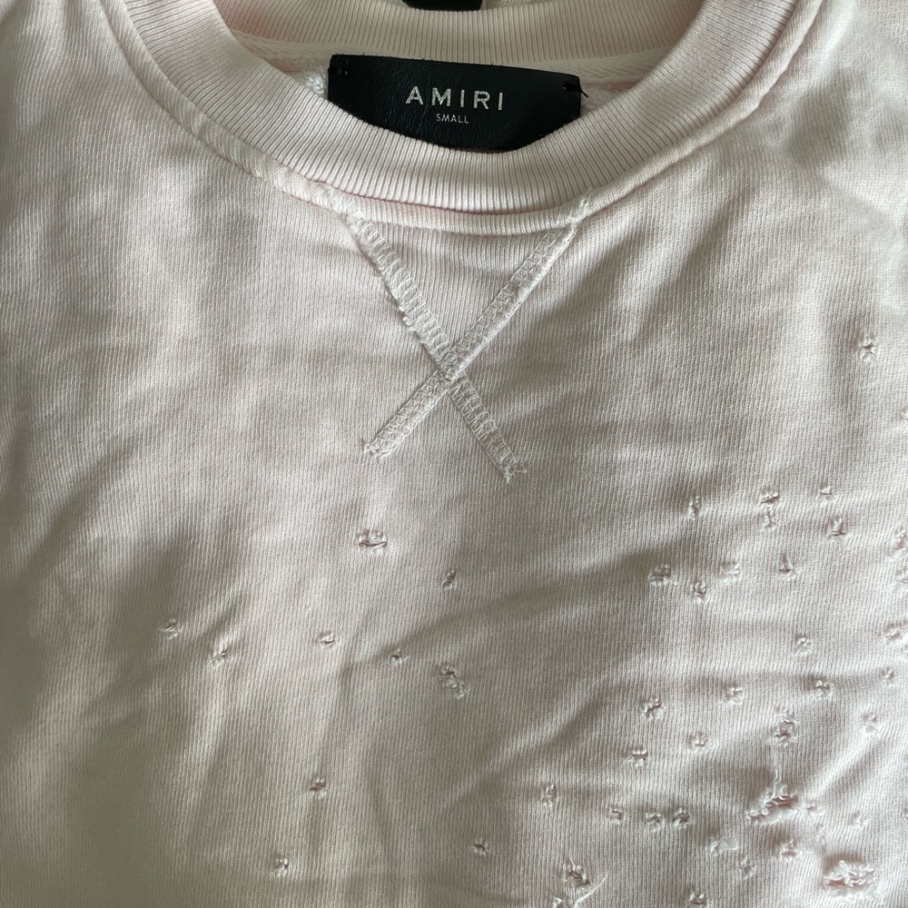 AMIRI Light Pink Distressed Sweatshirt